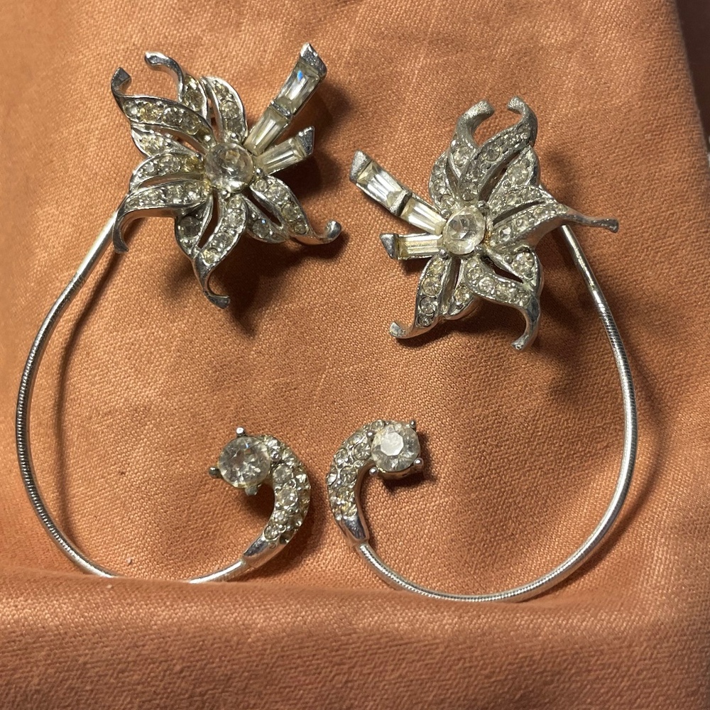 1940s Vintage Marcel Boucher 2 Earwrap Signed Filligree stars #205974634996 - Picture 8 of 9